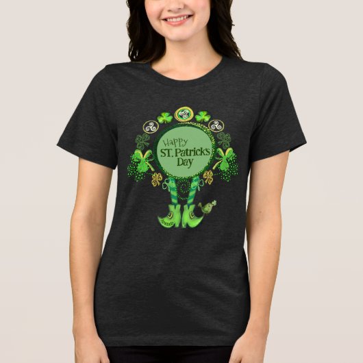 T-shirt En Tri-matière Custom St. Patrick's Day Bird Shamrock Noir (Recto)