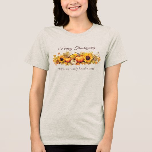 T-shirt En Tri-matière Custom Thanksgiving Citrouille Automne Femmes (Recto)