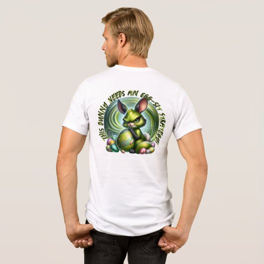 T-shirt En Tri-matière Customisez-moi ! - Lapin Frustré Embracant un Oeuf (Verso intégral)