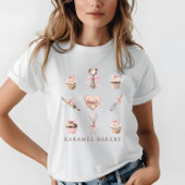 T-shirt En Tri-matière Cute Aquarelle Pink Ustensiles & Cupcake Bakery