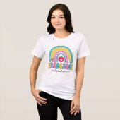 T-shirt En Tri-matière Cute arc-en-ciel Enseignant avec pomme (Recto plein)