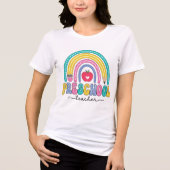 T-shirt En Tri-matière Cute arc-en-ciel Enseignant avec pomme (Recto)