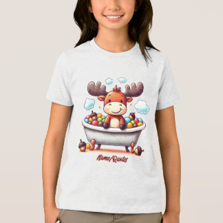 T-shirt En Tri-matière Cute Baby Moose Bath Time Cartoon Illustration