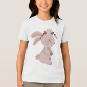 T-shirt En Tri-matière Cute Boho Bunny with Floral Headband (Recto)