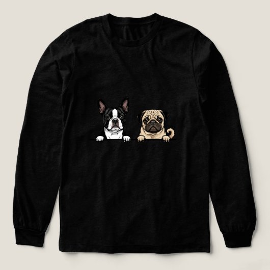 T-shirt En Tri-matière Cute Boston Terrier & Pug Dog (Motif devant)