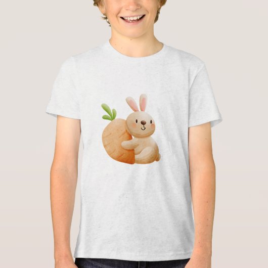 T-shirt En Tri-matière Cute Bunny Hugging Carrot (Recto)