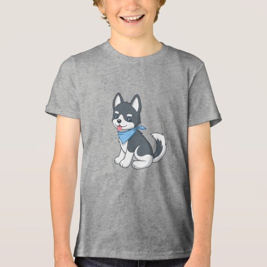 T-shirt En Tri-matière Cute Cartoon Husky Puppy Dog (Recto)
