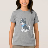 T-shirt En Tri-matière Cute Cartoon Husky Puppy Dog (Recto)