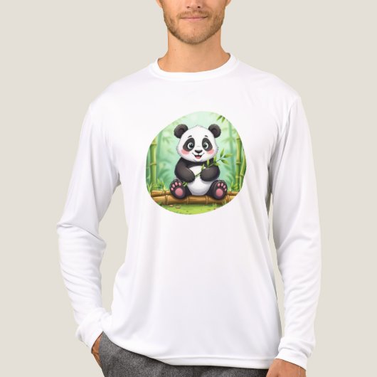 T-shirt En Tri-matière Cute Cartoon Panda on Bamboo Patch (Recto)