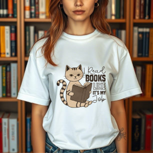 T-shirt En Tri-matière Cute Cat Lire un livre