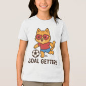 T-shirt En Tri-matière Cute Cat Soccer Player | Goal Getter Motivation (Recto)