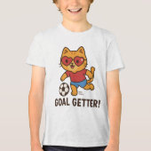 T-shirt En Tri-matière Cute Cat Soccer Player | Goal Getter Motivation (Recto)