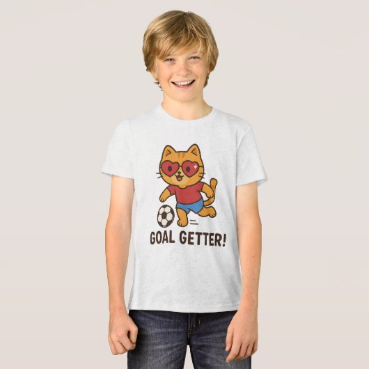 T-shirt En Tri-matière Cute Cat Soccer Player | Goal Getter Motivation (Recto plein)
