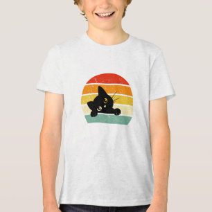 T-shirt En Tri-matière Cute Chat Noir Pékin Retro Sunset
