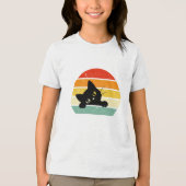 T-shirt En Tri-matière Cute Chat Noir Pékin Retro Sunset (Recto)