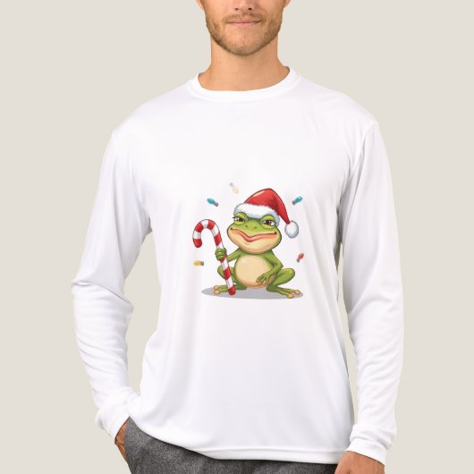 T-shirt En Tri-matière Cute Christmas Frog With Candy Cane - Funny Holida (Recto)