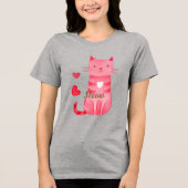 T-shirt En Tri-matière Cute Coeurs Roses Meow Chat (Recto)