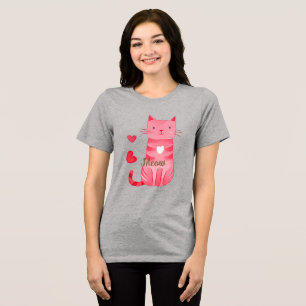 T-shirt En Tri-matière Cute Coeurs Roses Meow Chat