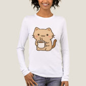 T-shirt En Tri-matière Cute Coffee Cat Kawaii Cozy Aesthetic Design (Recto)