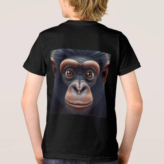 T-shirt En Tri-matière Cute Crazy Funny Chimpanzé Anime Portrait (Verso)