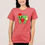 T-shirt En Tri-matière Cute Extraterrestrial Alien Wedding Couple Holding<br><div class="desc">Cute Extraterrestrial Alien Wedding Couple Holding a Heart Description A whimsical and adorable cartoon illustration featuring a pair of green alien newlyweds set against a solid black background. The groom wears a vibrant red top hat and a black bowtie, while the bride is adorned with a delicate pink flower crown...</div>