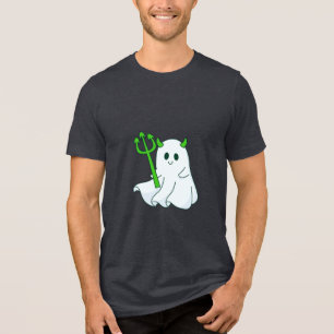 T-shirt En Tri-matière Cute fantôme diable avec Trident vert