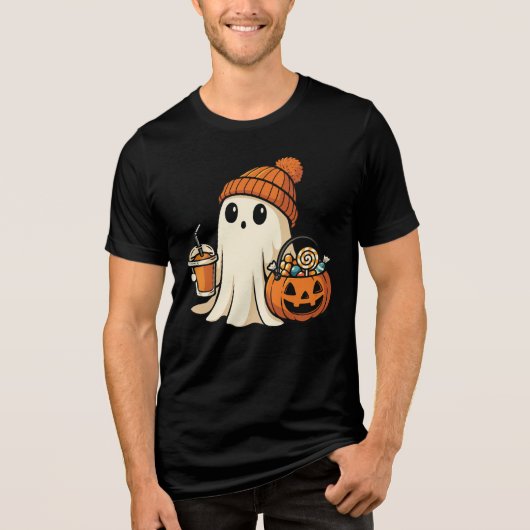 T-shirt En Tri-matière Cute Ghost with Candy & Pomkin (Recto)