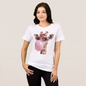 T-shirt En Tri-matière Cute Giraffe with Bubble Gum Tee (Recto plein)