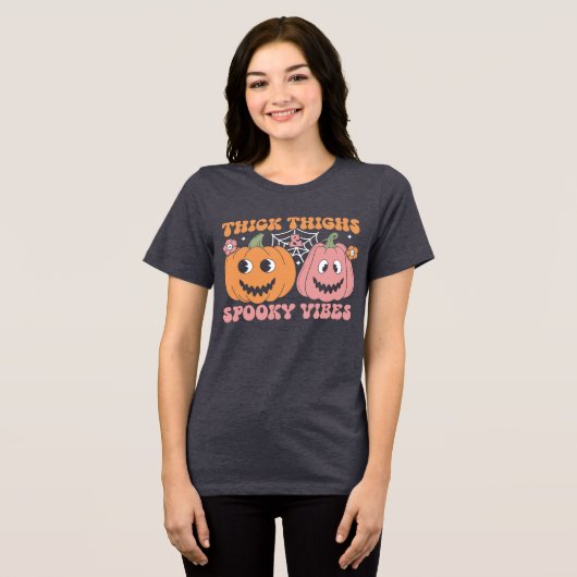 T-shirt En Tri-matière Cute Halloween épais cuisses Vibes Éffrayantes Cit (Recto plein)
