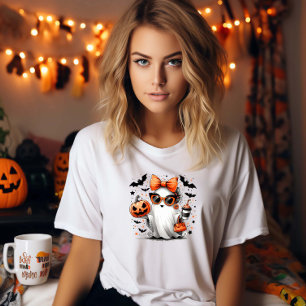 T-shirt En Tri-matière Cute Halloween Ghost Boire Café