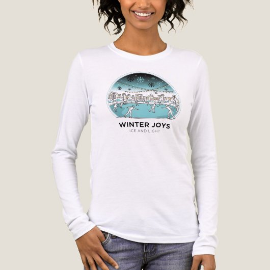 T-shirt En Tri-matière Cute Ice Skating Winter Village Scene Snowy Lights (Recto)