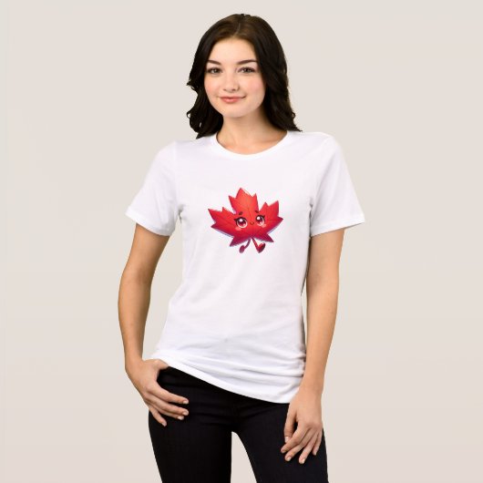 T-shirt En Tri-matière Cute Kawaii Feuille d'érable | Elbows Up Canada (Recto plein)