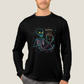 T-shirt En Tri-matière Cute Neon Skeleton Drinking Coffee – Funny Pastel (Recto)