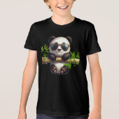 T-shirt En Tri-matière Cute panda petit avec lunettes accrochées à un bam (Recto)
