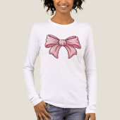 T-shirt En Tri-matière Cute Pink Bow Coquette Aesthetic Long Sleeve (Recto)