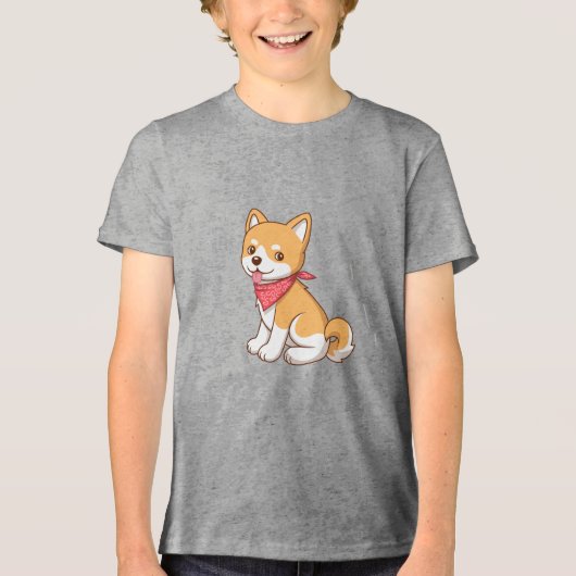 T-shirt En Tri-matière Cute Puppy Dog Shiba Inu (Recto)