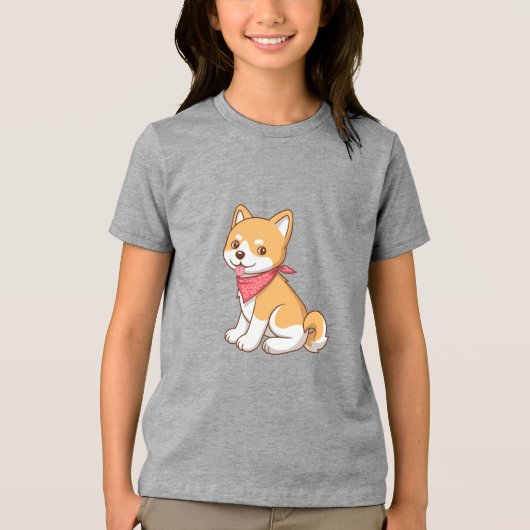 T-shirt En Tri-matière Cute Puppy Dog Shiba Inu (Recto)