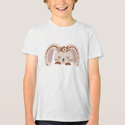 T-shirt En Tri-matière Cute Sleeping Bunny with Flower Crown (Recto)