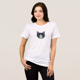 T-shirt En Tri-matière Cute Smiling Cat Face Minimal Women’s T-Shirt