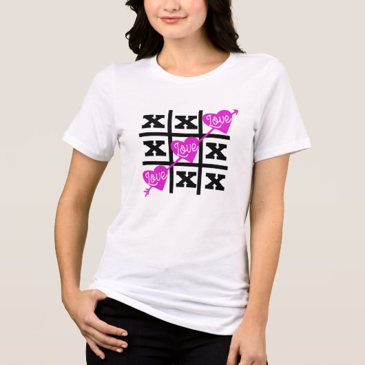 T-shirt En Tri-matière Cute Tic Tac Toe Valentines Coeurs Chemise (Recto)
