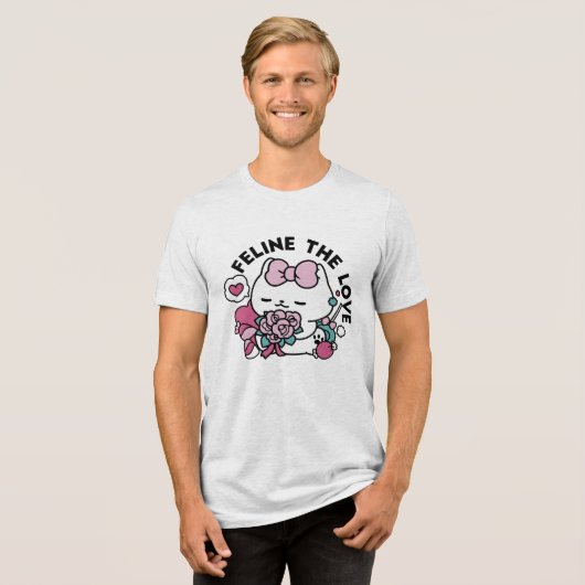 T-shirt En Tri-matière Cute Valentine's Cat Design - Feline the Love (Recto plein)