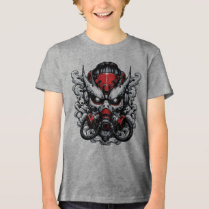 T-shirt En Tri-matière Cyber Oni : Masque de Guerrier de la Fumée