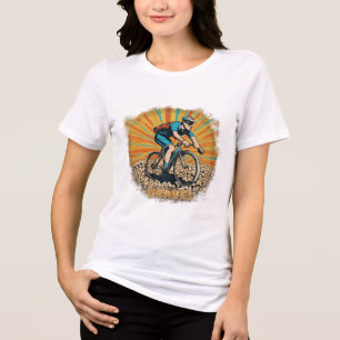 T-shirt En Tri-matière Cycliste sur vélo gravel avec rayons de soleil