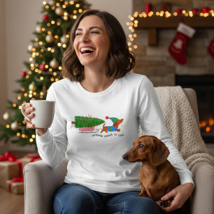 T-shirt En Tri-matière Dachshund à travers la neige Chien de Noël mignon