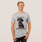 T-shirt En Tri-matière Dachshund Chiot assis et regardant avec Innocent (Recto plein)