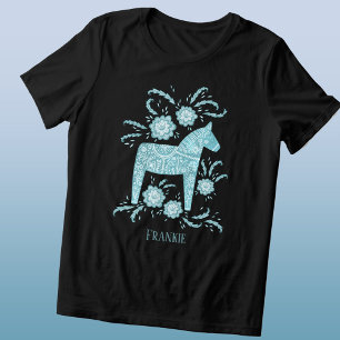 T-shirt En Tri-matière Dala Suédoise Cheval Folse Art Turquoise Personnal