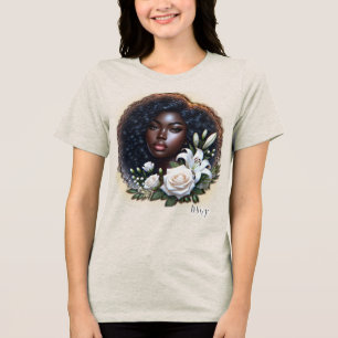 T-shirt En Tri-matière Dame afro-américaine profitant de ses fleurs