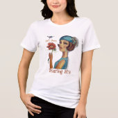 T-shirt En Tri-matière Dame Art déco avec fleurs blanches (Recto)
