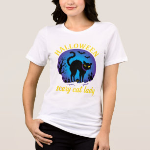 T-shirt En Tri-matière Dame de chat effrayante Halloween Chat noir
