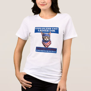 T-shirt En Tri-matière Dames De Chat Bleues Sans Enfant Pour Kamala Harri